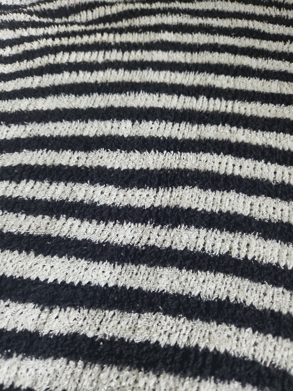 Black and White Striped Crewneck Sweater - Relaxed Knit Pullover - Picture 3 of 5